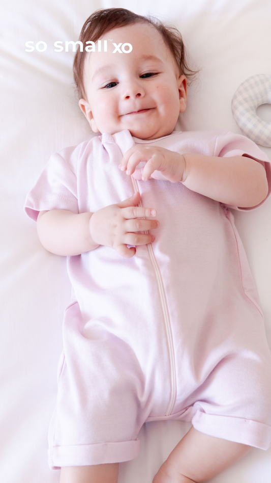 so small xo Half-Sleeved Zipper Romper- Bon Bon
