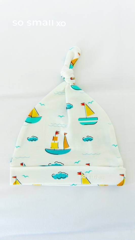 so small xo Knotted Beanie- Let's Sail Away