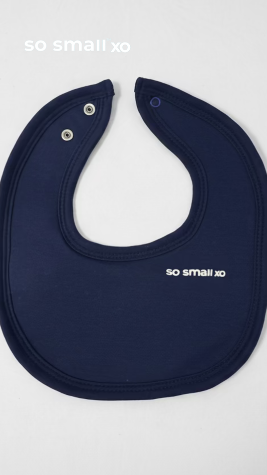 so small xo Terry-Lined Bib- Magnetic Blue