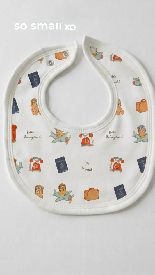 so small xo Terry-Lined Bib- Mom! You've Got Mail