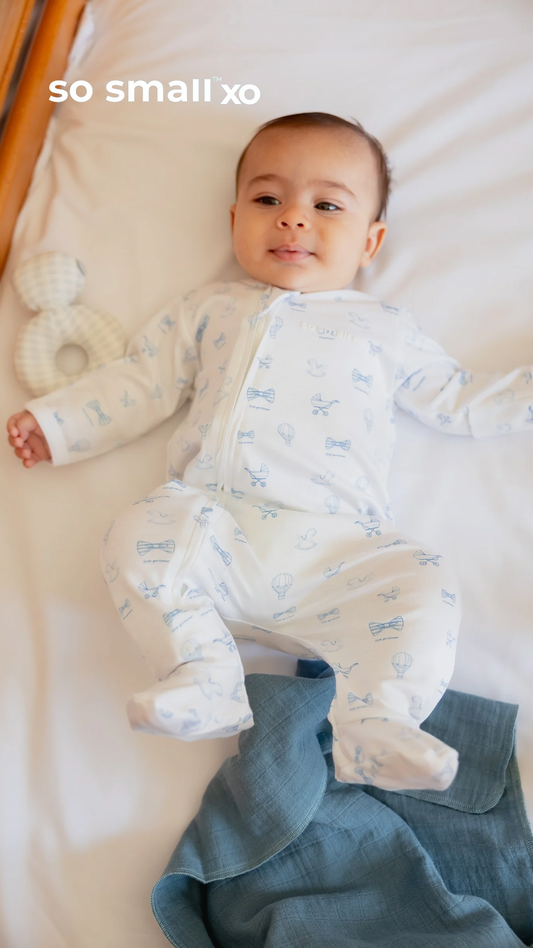 so small xo Zipper Footie- Little Gentleman
