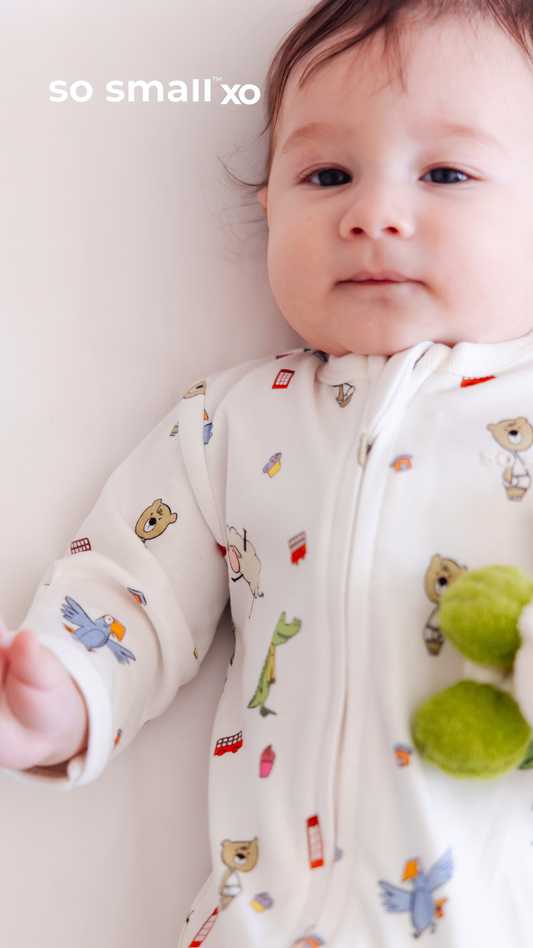 so small xo Zipper Footie- Playdates & Cupcakes