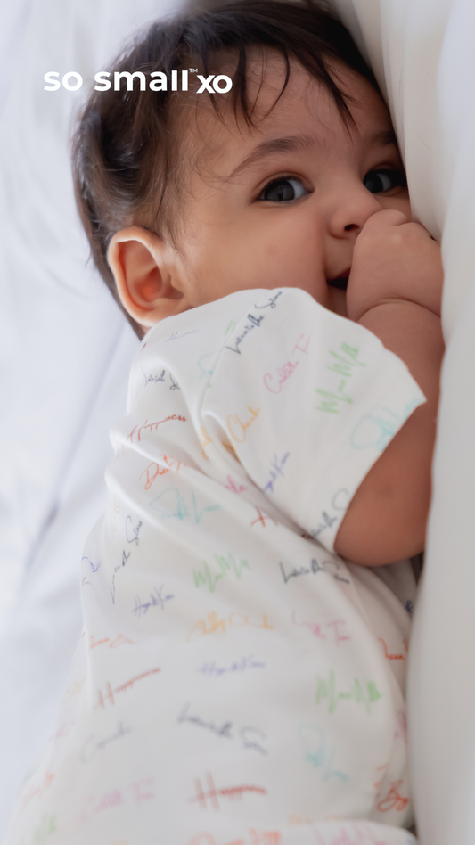 so small xo Half-Sleeved Zipper Romper- Mom's Words