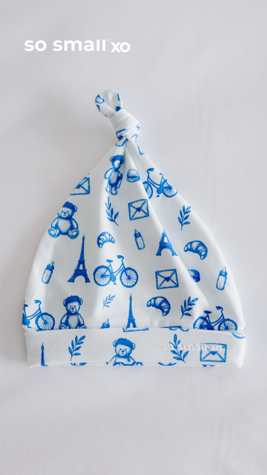 so small xo Knotted Beanie- Petit Paris Bleu