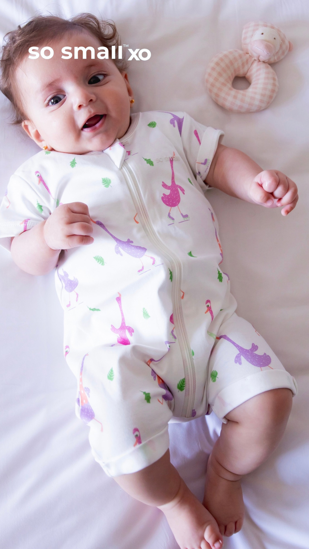 so small xo Half-Sleeved Zipper Romper-Goose Gone Loose