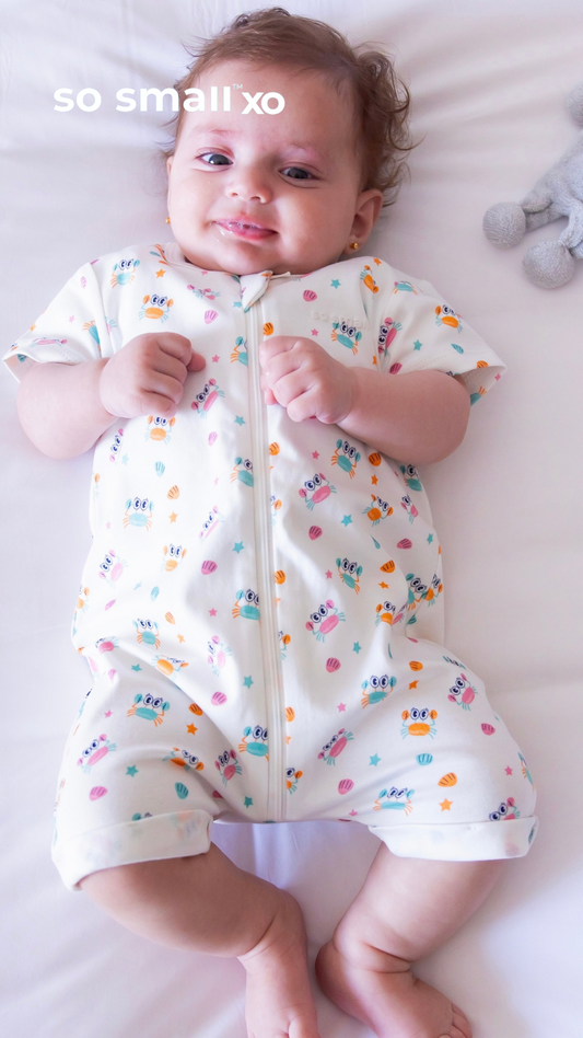 so small xo Half-Sleeved Zipper Romper- Friends of the Sea