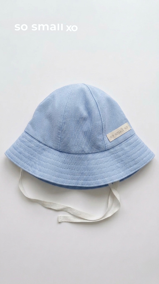 so small xo Sun Hat- Denim-Like Blue