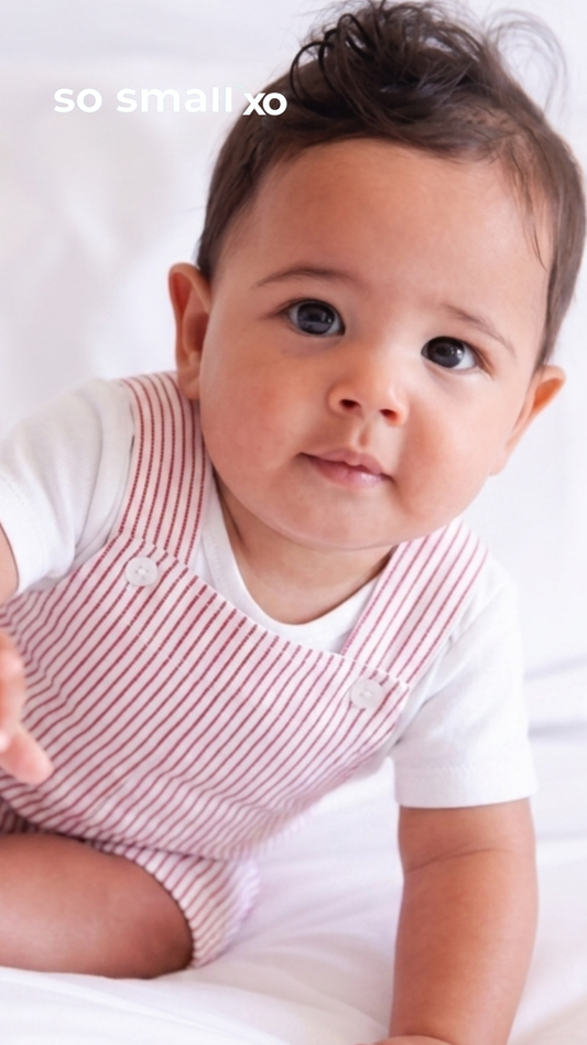 so small xo- Watermelon Red Striped Two-Piece Set (Bodysuit+ Jumpsuit)