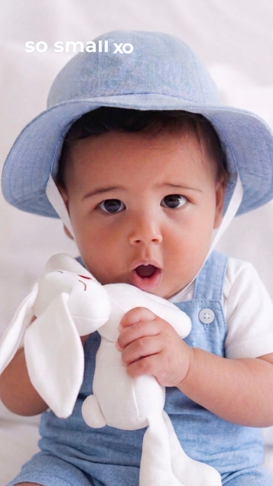 so small xo- Denim-Like Blue Two-piece set (Bodysuit+ Jumpsuit) SUN HAT SOLD SEPARATELY