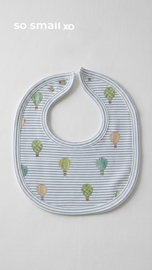 so small xo Terry-Lined Bib- Blue Balloon Ride