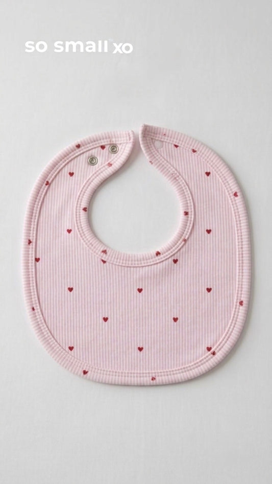 so small xo Terry-Lined Bib- Strawberry Mille-Feuille