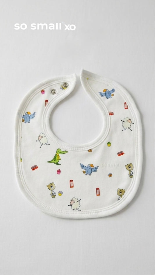 so small xo Terry-Lined Bib- Playdates & Cupcakes