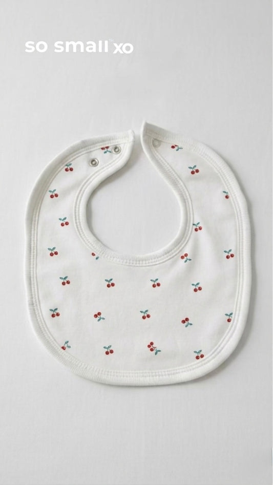 so small xo Terry-Lined Bib- Cherry Kiss