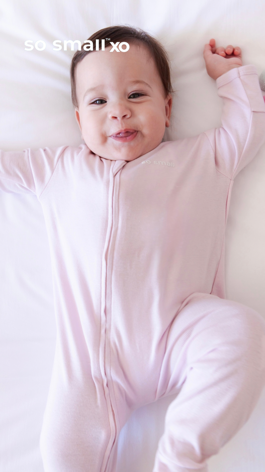 so small xo Zipper Footie- Bon Bon