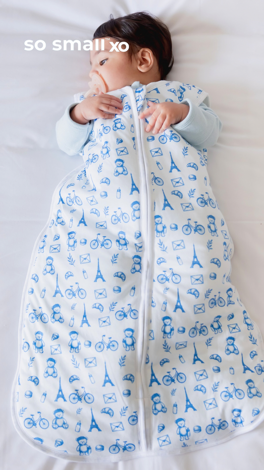 so small xo Winter Padded Sleeping Bag- Petit Paris Bleu