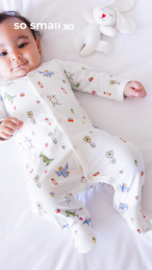 so small xo Middle Snap Footie- Playdates & Cupcakes