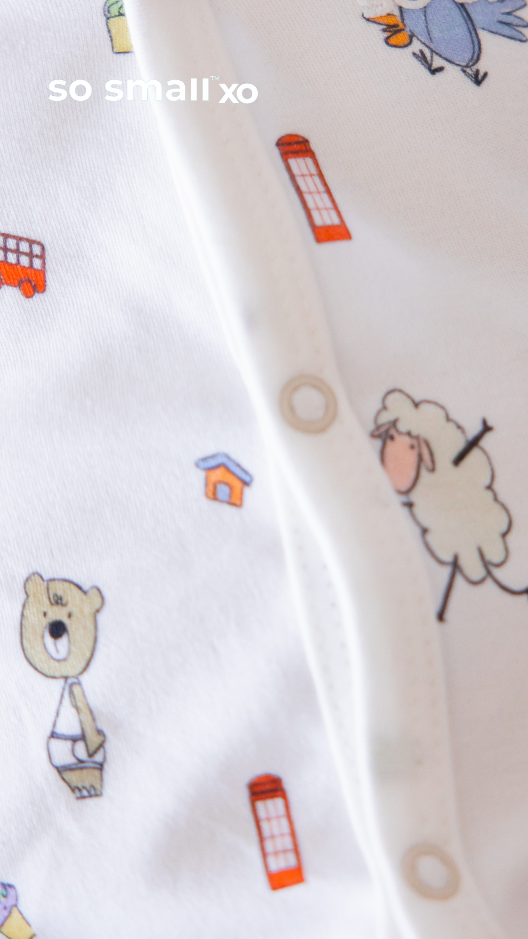 so small xo Middle Snap Footie- Playdates & Cupcakes