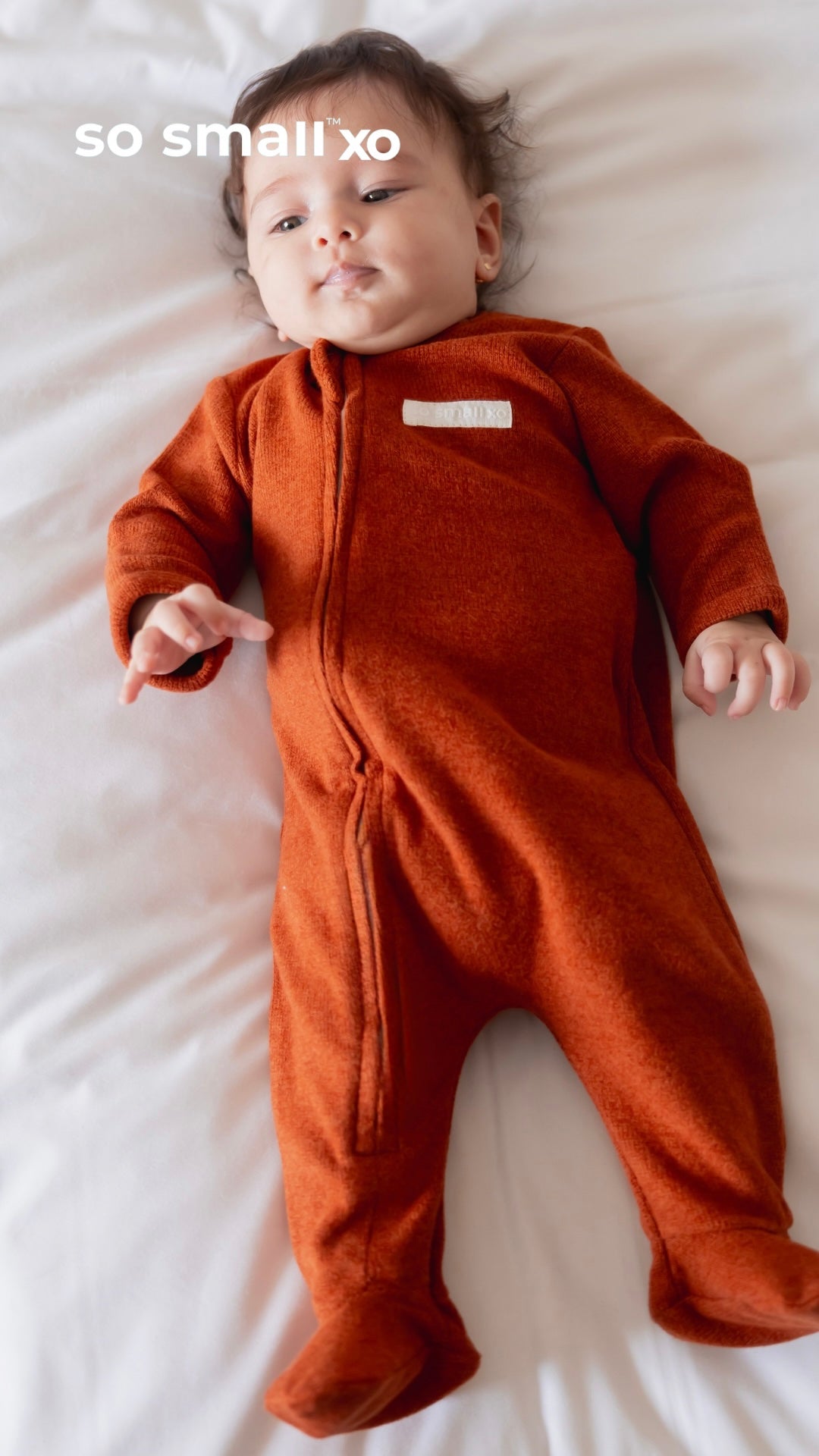 so small xo Winter Limited Edition Cotton Cashmere-Like Zipper Footie- Caramel Toffee