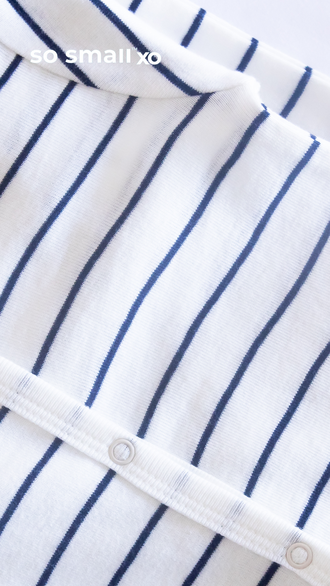 so small xo Striped Middle Snap Footie- Deep Sea