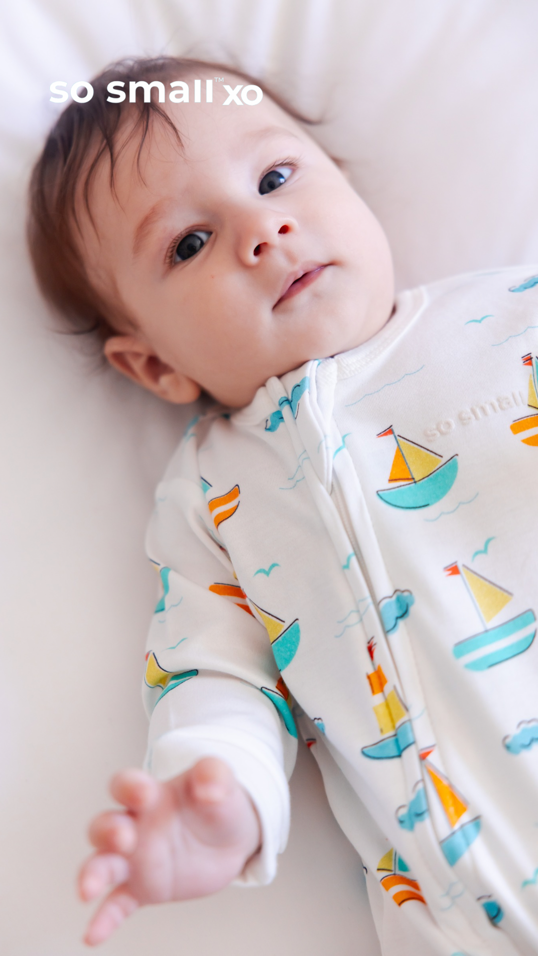 so small xo Footless Zipper Onesie- Let's Sail Away