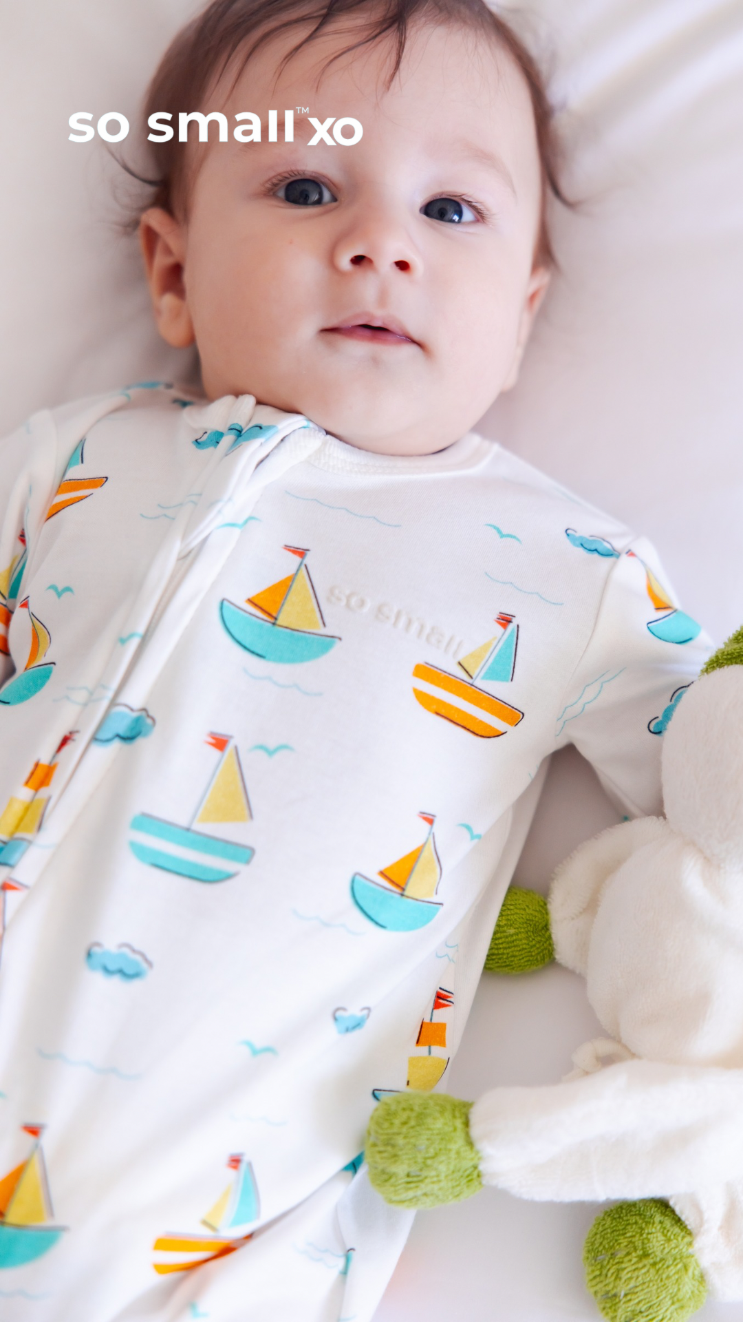 so small xo Footless Zipper Onesie- Let's Sail Away