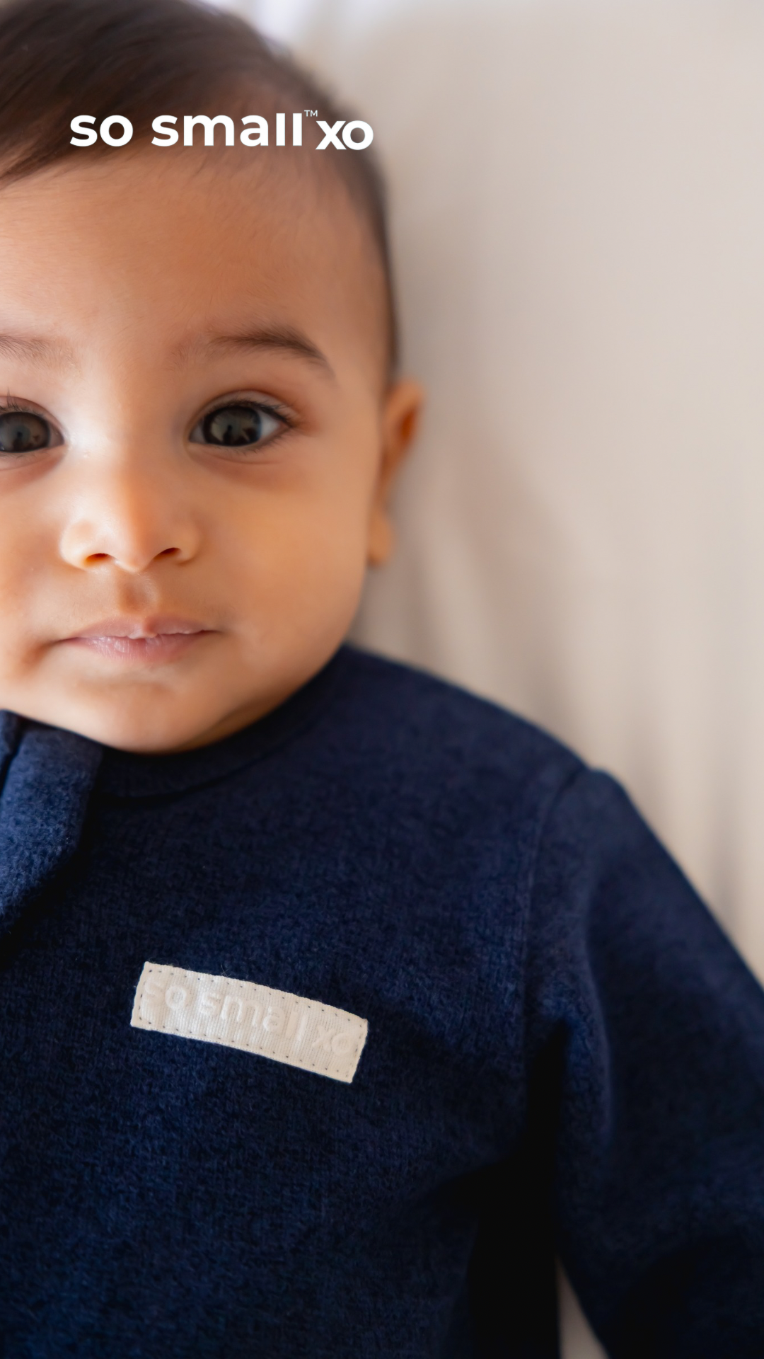 so small xo Winter Limited Edition Cotton Cashmere-Like Zipper Footie- London Midnight