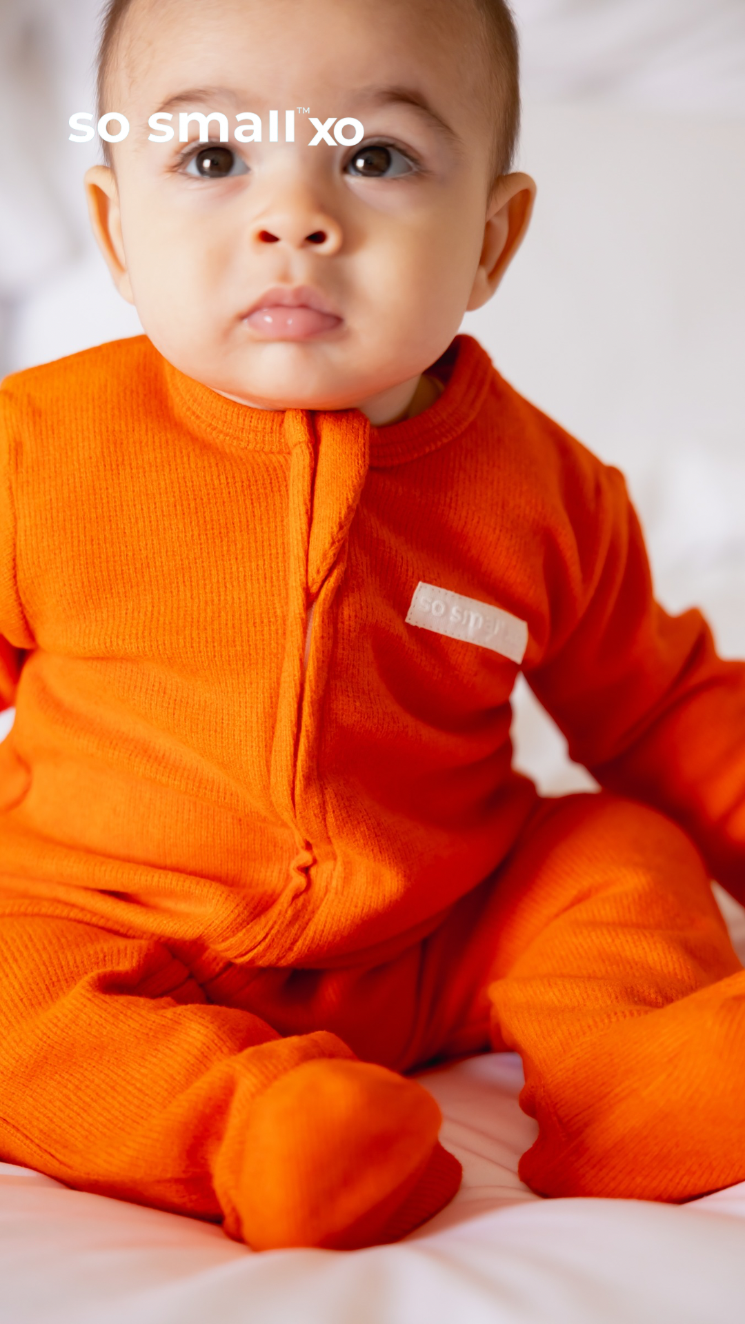 so small xo Winter Limited Edition Cotton Cashmere-Like Zipper Footie- Pumpkin Blush