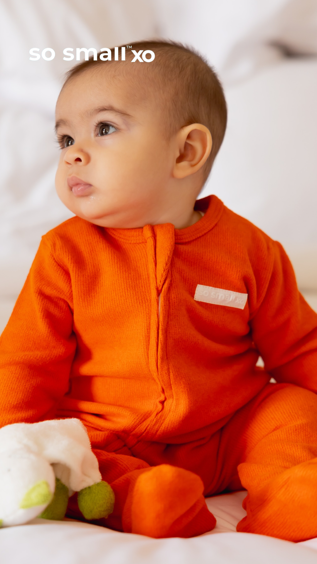 so small xo Winter Limited Edition Cotton Cashmere-Like Zipper Footie- Pumpkin Blush