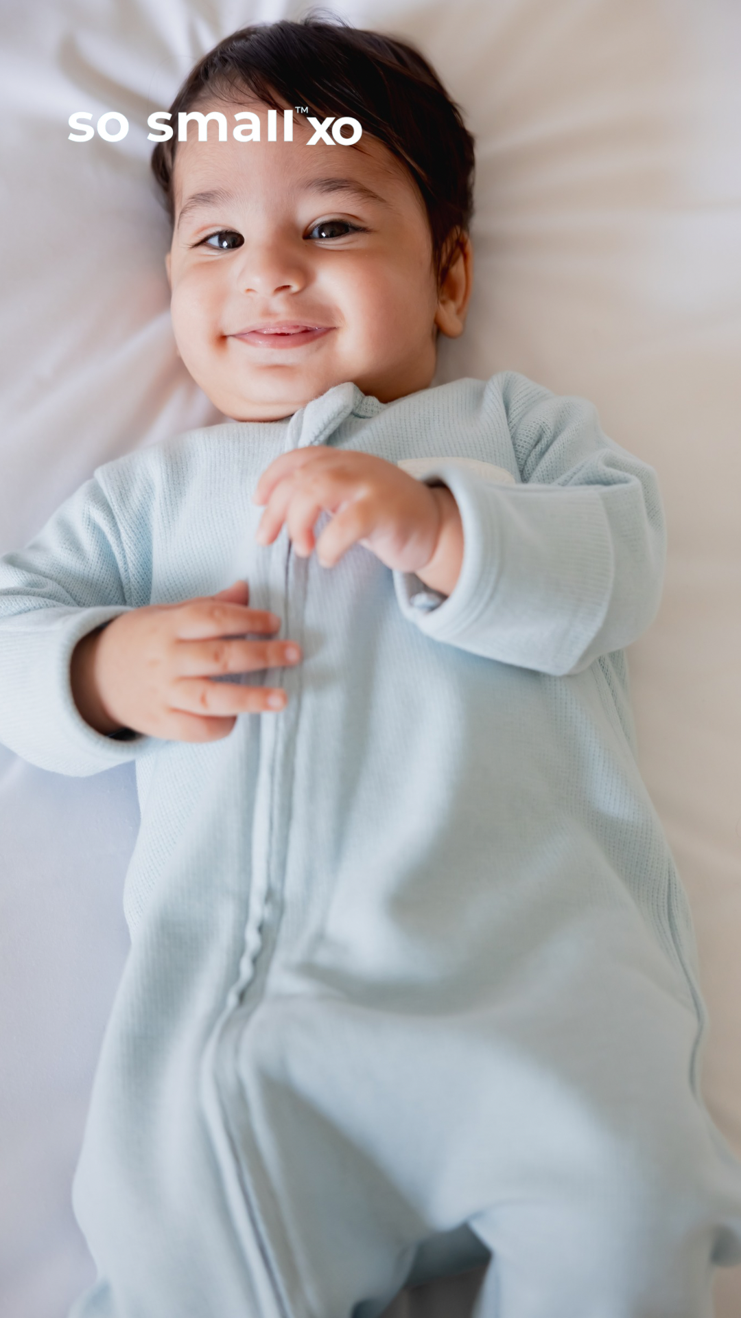 so small xo Winter Limited Edition Cotton Cashmere-Like Zipper Footie- Frosted Blue