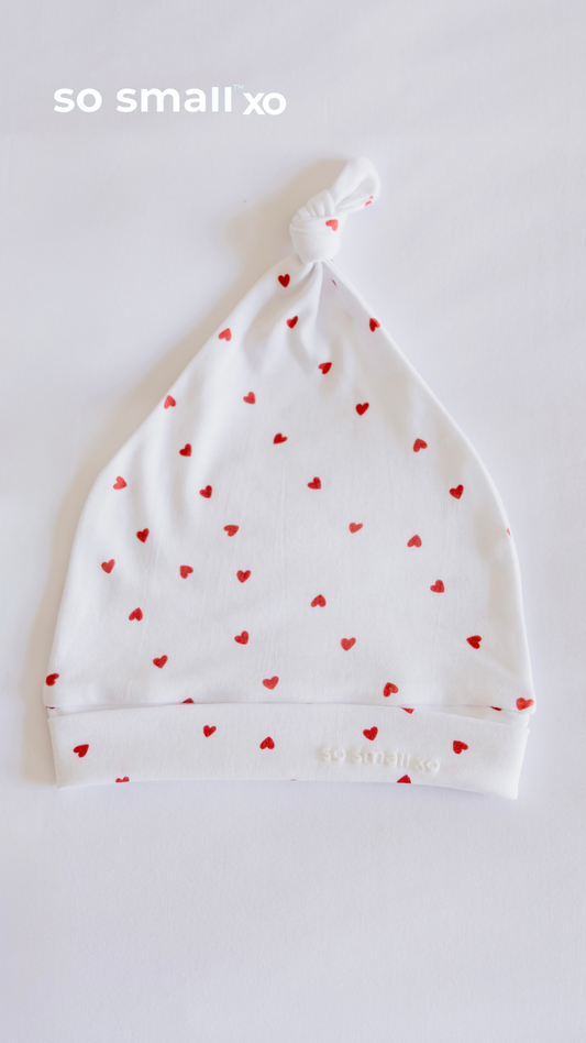 so small xo Knotted Beanie- Tiny Hearts