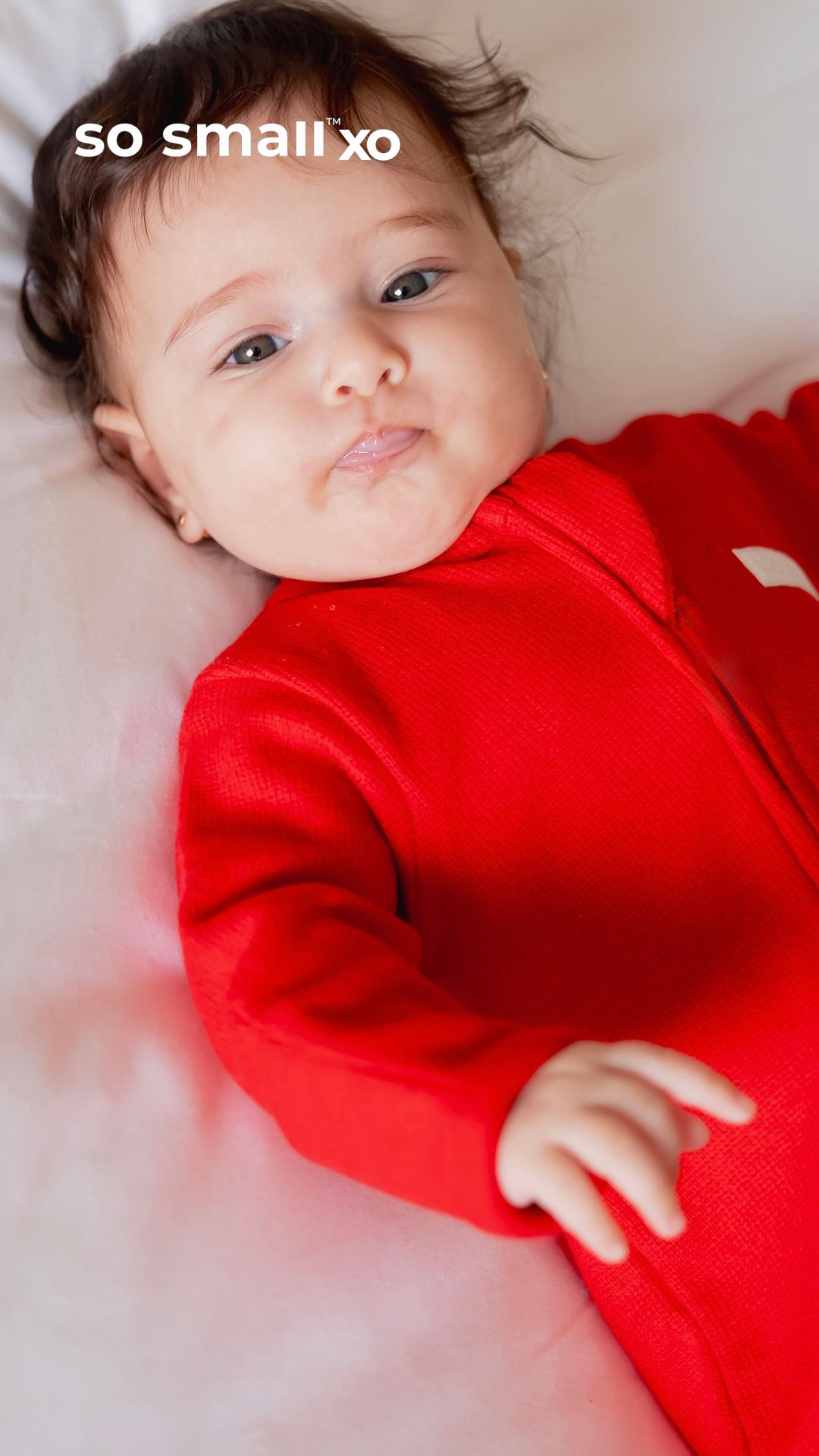 so small xo Winter Limited Edition Cotton Cashmere-Like Zipper Footie- Strawberry Jello (My First Christmas)