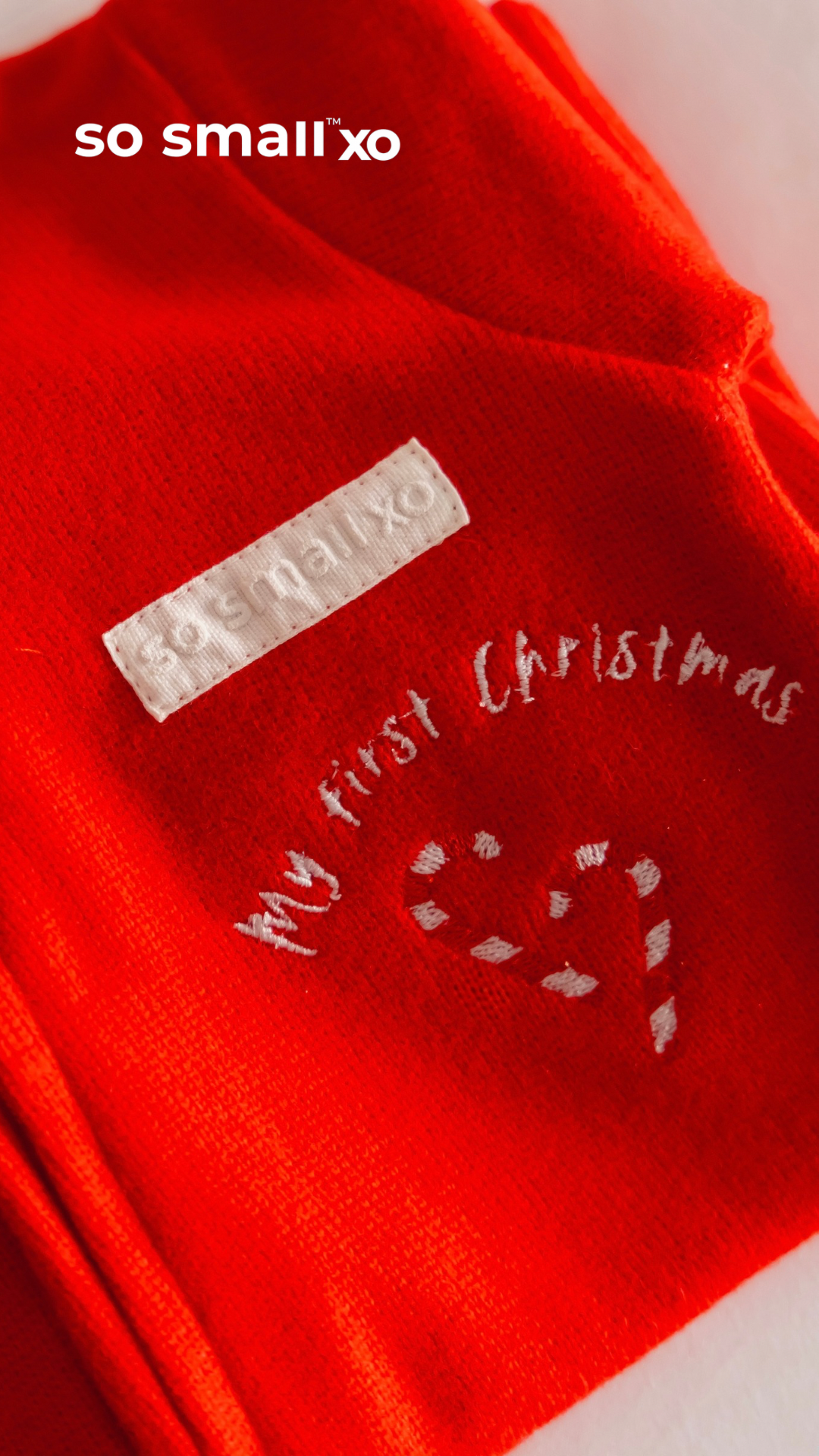 so small xo Winter Limited Edition Cotton Cashmere-Like Zipper Footie- Strawberry Jello (My First Christmas)