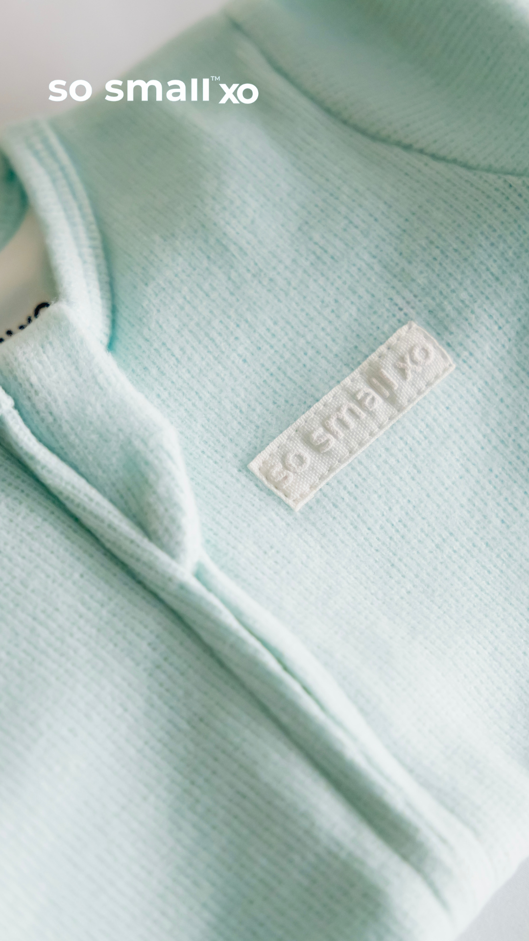 so small xo Winter Limited Edition Cotton Cashmere-Like Zipper Footie- Mint Soufflé