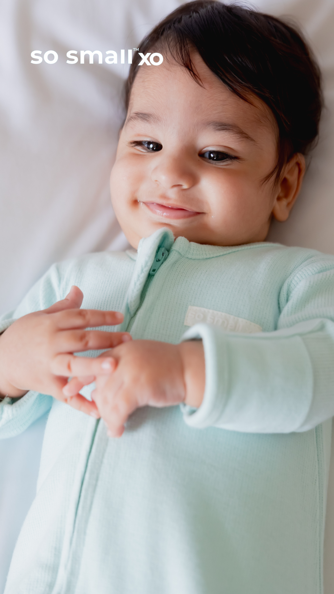 so small xo Winter Limited Edition Cotton Cashmere-Like Zipper Footie- Mint Soufflé