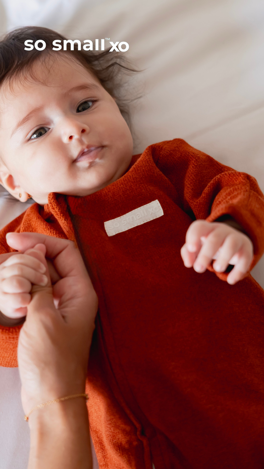 so small xo Winter Limited Edition Cotton Cashmere-Like Zipper Footie- Caramel Toffee