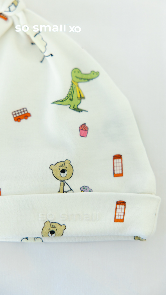 so small xo Knotted Beanie- Playdates & Cupcakes