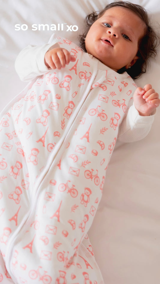 so small xo Winter Padded Sleeping Bag- Petit Paris Rose