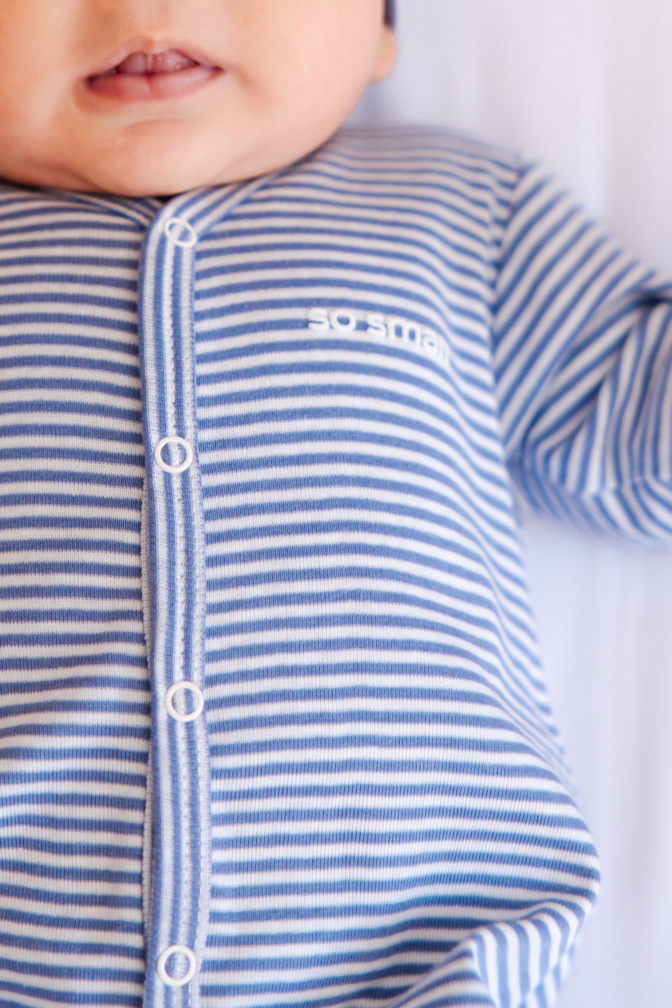 Organic Striped Middle Snap Footie- Hawaiian Surf (Beanie is Sold Separately)