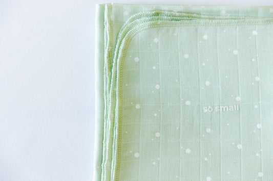 Certified Organic Muslin Swaddle Blanket- Mint & Milk