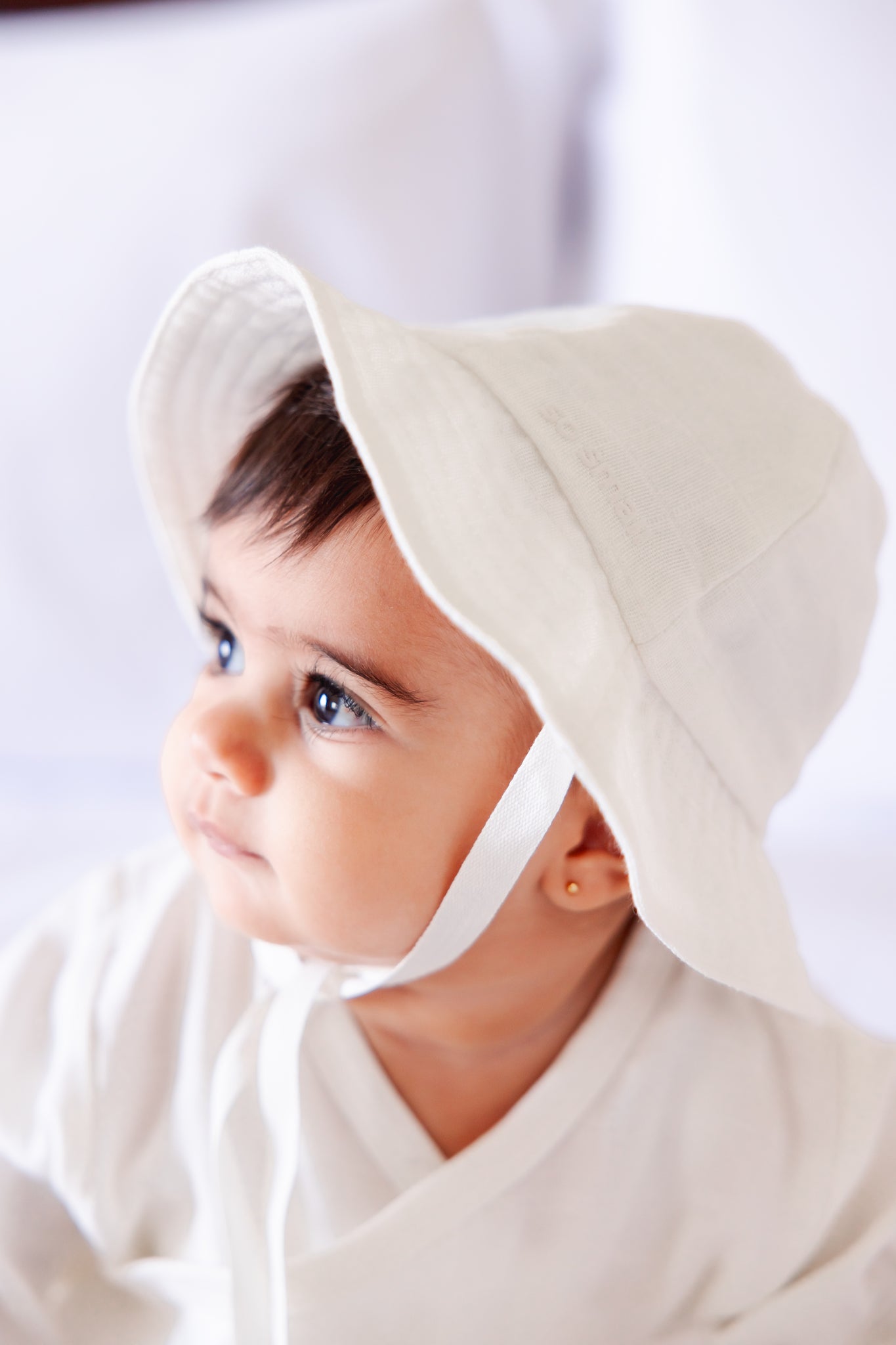 Certified Organic Muslin Sun Hat- Marshmallow White