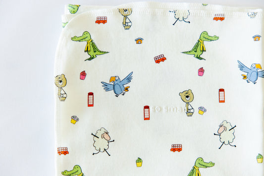 Certified Organic Cotton Swaddle Blanket- Playdates & Cupcakes